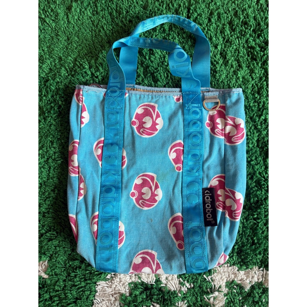 Kidrobot Tote Bag Unisex Medium Blue Pink‎ Good Graphic Canvas Streetwear Art